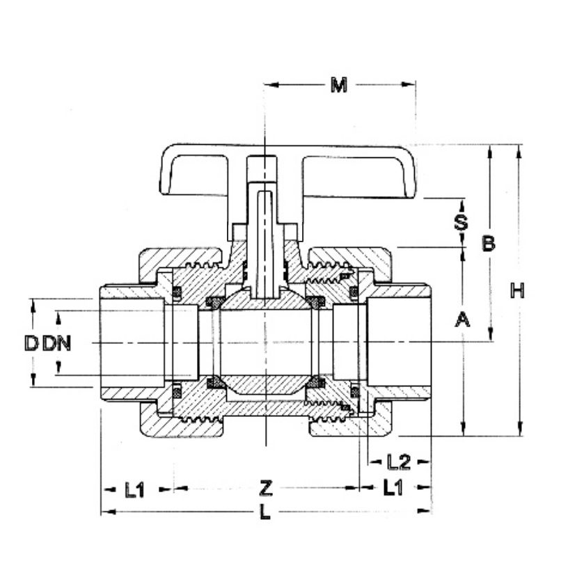 Кран шаровой ПВХ d=90, (PE, EPDM) PN10 Plimat (Португалия) — изображение 2