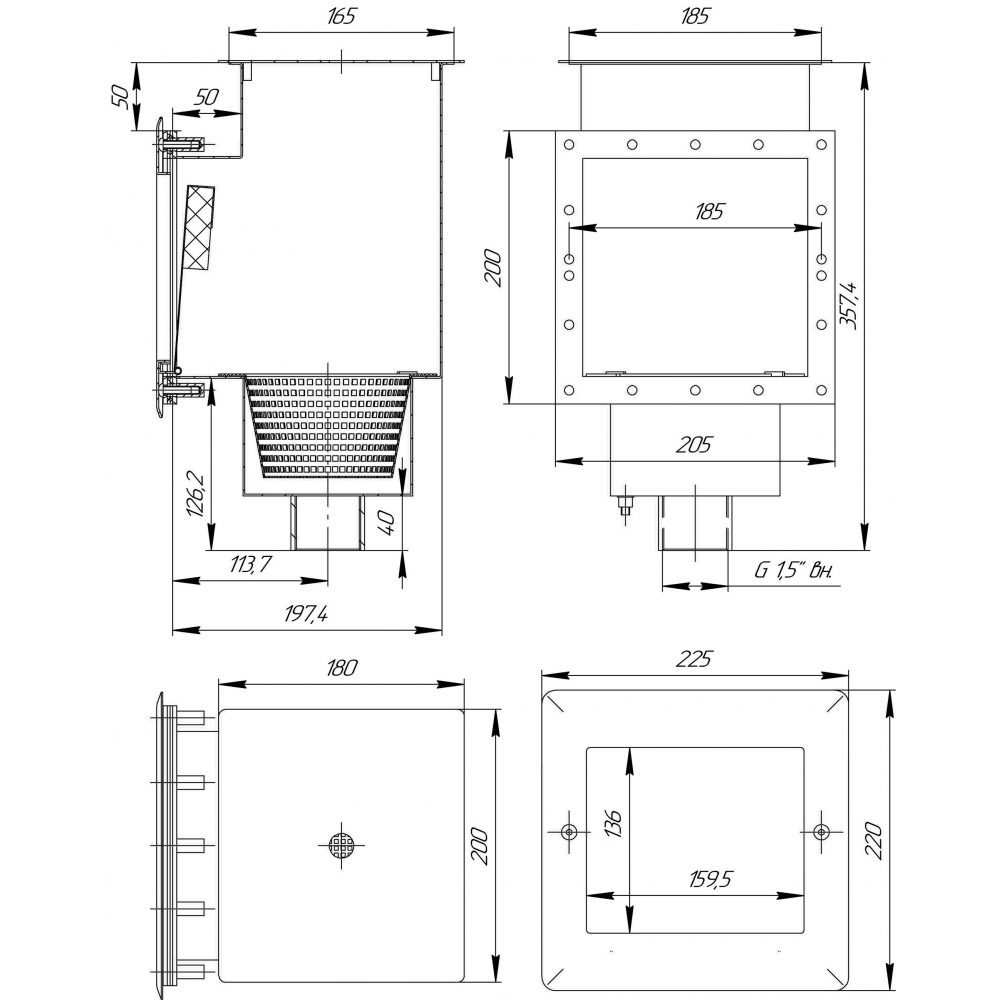 Скиммер 15 м2 пленка (AISI 304) — изображение 2