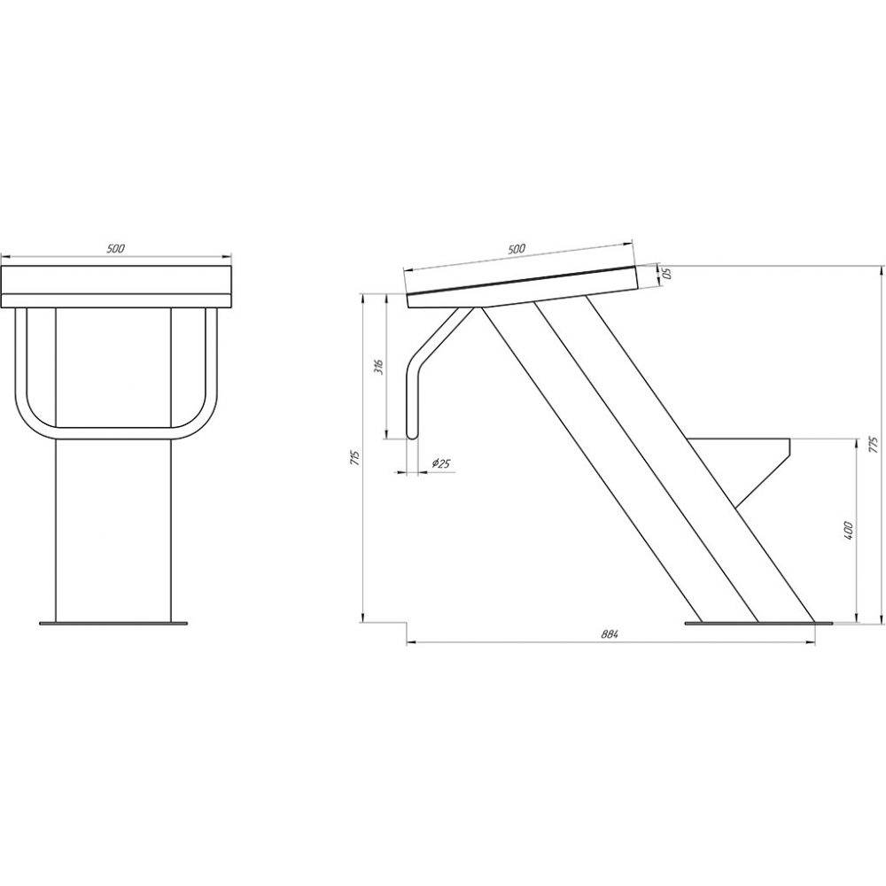 Стартовая тумба наклонная со ступенью H=700 мм (AISI 304) — изображение 2