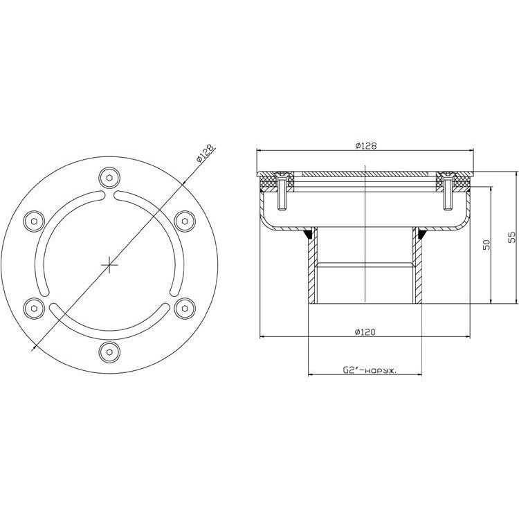 Форсунка донная д.120 2" (наружн.) плитка — изображение 2