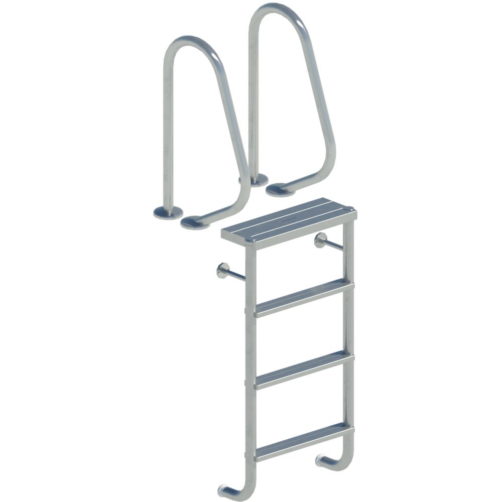 Лестница двухсоставная Evo Step Split, цельносварная, 4 ступени, в компл. с поручнями, AISI 304