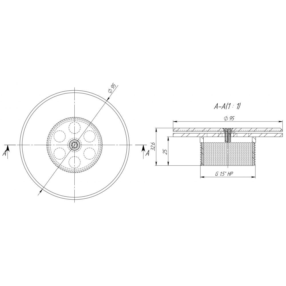 Форсунка рассеивающая донная нерж. сталь, бетон — изображение 3